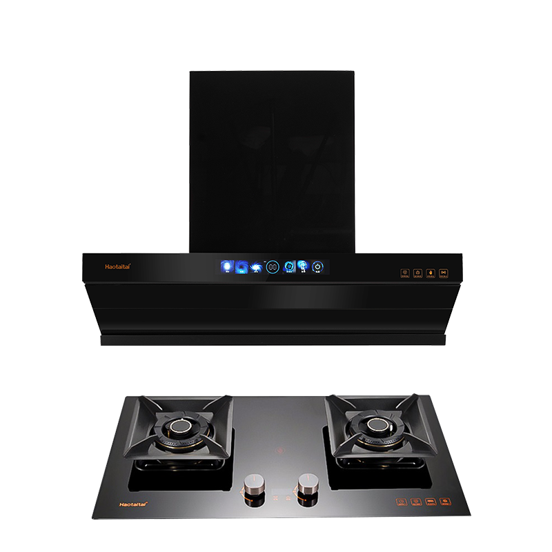 Haotaitai烟灶套装XE02+X402L天然气 27m³大风量变频电机 烟灶联动5.2kW大火力左右双定时