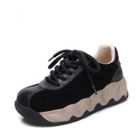 头层牛皮秋冬新款运动休闲鞋女复古百搭厚底系带舒适不累脚