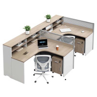 铭威盾职员办公桌员工位转角l型卡座电脑桌简约办公室桌椅组合F型2人位+活动柜+椅子