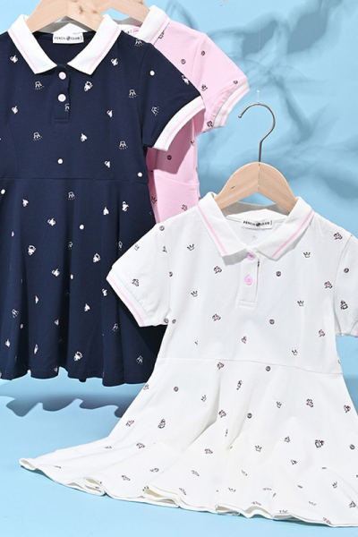 [1件3折]铅笔俱乐部童装2025夏装新款女童连衣裙儿童海洋风短裙中大童裙子