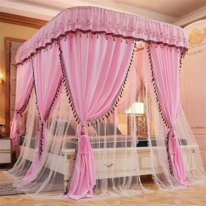 美帮汇2023新款U型导轨蚊帐不锈钢三开1.8米家用蚊帐床幔式蚊帐双层帐