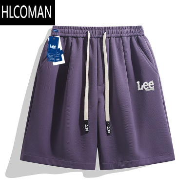 HLCOMAN[一折专区]潮牌菠萝格纹短裤男夏季2025新款休闲运动五分裤