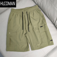 HLCOMAN夏季薄款多口袋工装短裤男松紧腰抽绳休闲阔腿宽松微弹五分中裤