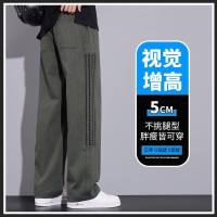 运动条纹时尚休闲裤男2026秋季宽松直筒工装裤新款垂感阔腿长裤子