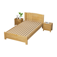 臻远ZY5062710 实木环保漆家具 实木单人床 1.2米含2个床头柜 原木色