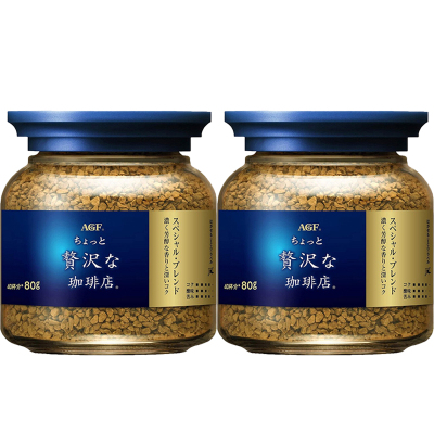 AGF速溶咖啡maxim马克西姆蓝罐冻干黑咖啡80g*2罐日本原装进口