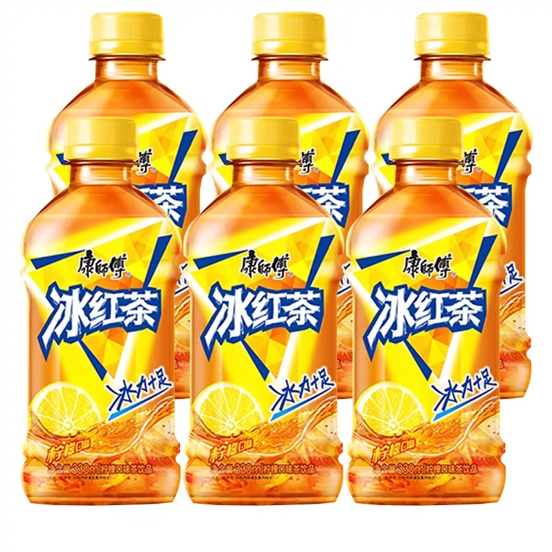 康师傅饮料冰红茶柠檬味330ml*6瓶装 饮料解渴饮品饮料
