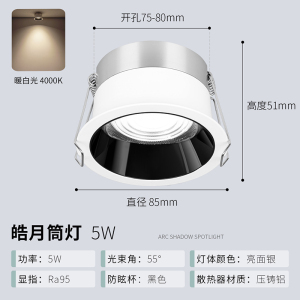 雷士照明led筒灯嵌入式家用过道玄关走廊天花灯无主灯商用大尺寸孔灯