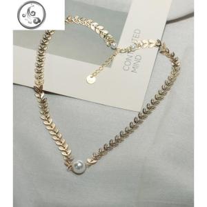 hzyeyuan手作麦穗珍珠颈链短款锁骨链项链女925纯银日韩配饰 JiMi 81030手作麦穗珍珠颈链