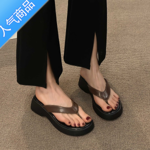 SUNTEK松糕厚底人字拖鞋外穿女鞋子2023年夏季新款增高夹趾沙滩凉拖凉鞋
