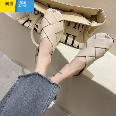 聚范包头半拖鞋女2021年新款夏季外穿时尚牛筋软底洞洞懒人凉拖ins潮