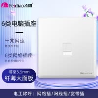 飞雕(FEIDIAO)超薄大板 开关插座格韵系列86型带开关插座面板墙壁电源插座 格韵优雅白(六类)电脑插