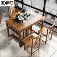戴劲阳台茶桌椅组合家用小茶台新中式茶桌简约小户型茶几1.2米中圆茶桌+3月牙椅