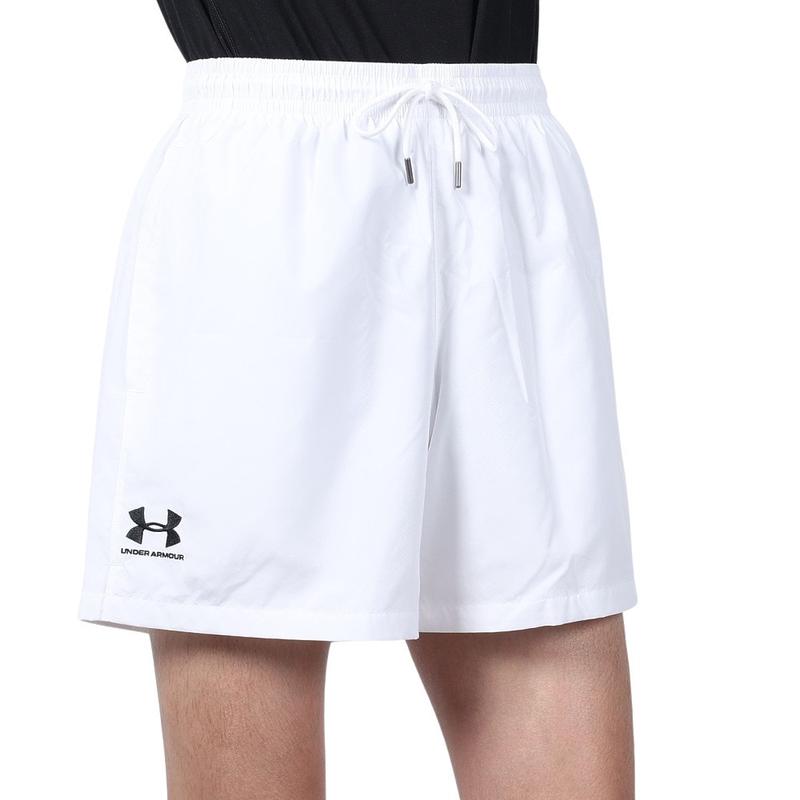 Under Armour透气速干宽松运动裤男两穿绳腰侧袋吸湿排汗跑步训练短裤白色黑色