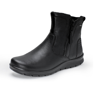 ECCO爱步秋冬牛皮侧拉链短靴女时尚女靴芭贝特系列215573黑色单鞋