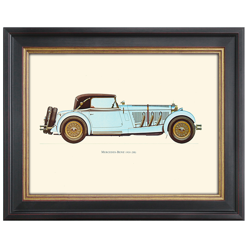 复古装饰画儿童卧室墙面壁画男孩床头书房书桌小汽车 f款梅赛德斯奔驰