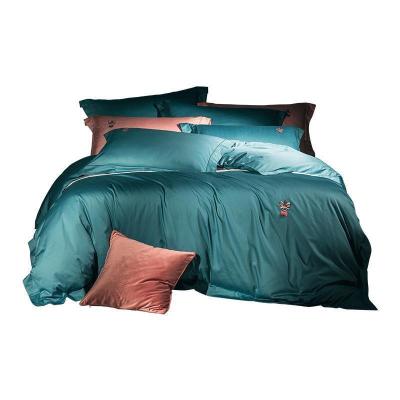 罗莱家纺全棉缎纹四件套1.8米双人纯棉床单被套时尚柔软套件小西几床品套件纯色60支套件小提花超柔工艺1.5床上用品