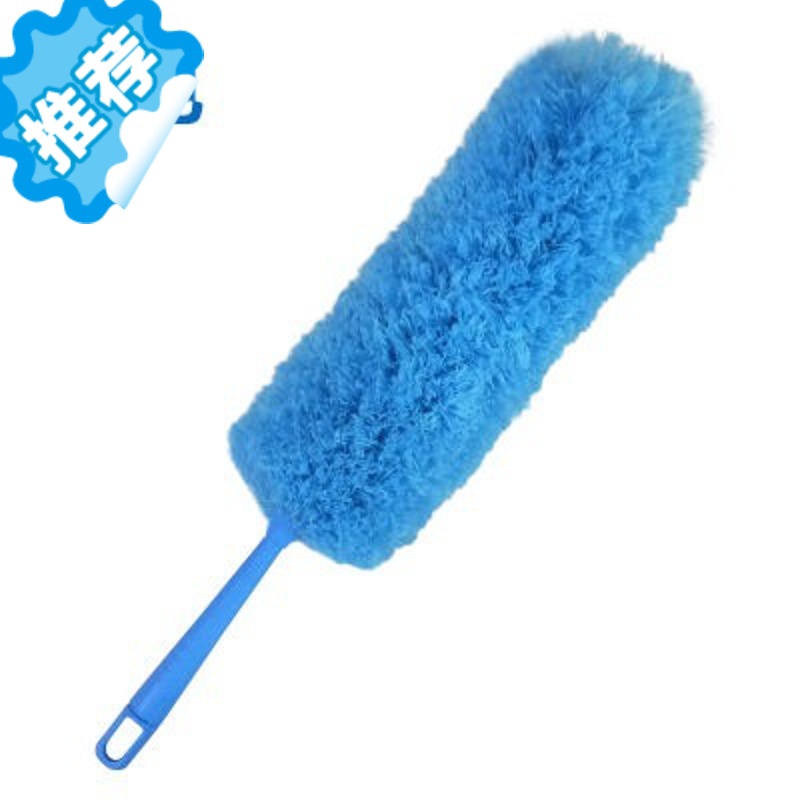 扫清洁可伸缩水洗长柄纤维鸡毛掸子家用清洁刷扫灰尘软毛 蓝色手柄款