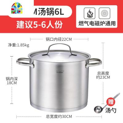 304不锈钢小汤锅304不绣钢家用高大汤锅燃气电磁炉 FENGHOU 22x汤锅(TL2218)
