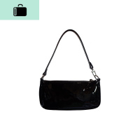 想不吸睛都难闪亮亮漆皮包奶奶包法棍包腋肩包女NEW LAKE 黑色送亚古链条女士单肩包