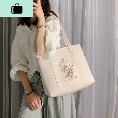 单肩大包包2020新款文艺刺绣手提女包百搭大容量购物包时尚托特包NEW LAKE女士单肩包