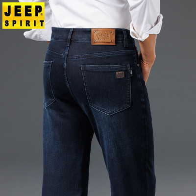 JEEP SPIRIT秋冬厚料直筒牛仔裤男子宽松弹力品牌牛仔裤男裤