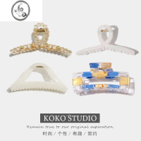 JiMi彩色绘画抓夹后脑勺发夹2022新款简约盘发鲨鱼夹方形发卡春夏头饰