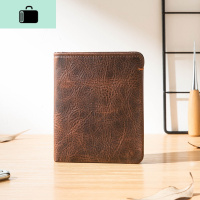 复古皮钱包男短款做旧手工钱夹头层牛皮驾驶证包男士青年皮钱夹NEW LAKE 深棕色头层牛皮