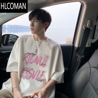 HLCOMAN男士夏季短袖t恤男款美式2025新款潮牌痞帅高街男生半袖潮流