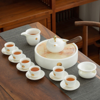 苏氏陶瓷(SUSHI CERAMICS)羊脂玉功夫茶具套装家用白瓷侧把壶17件整套礼盒装