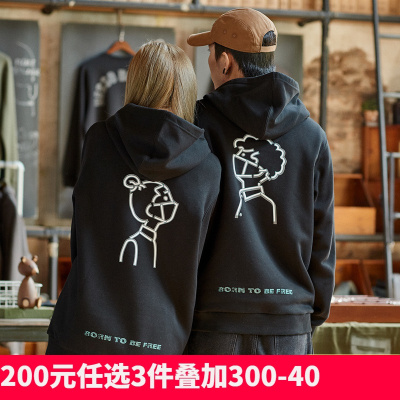 [1折价69.9元,叠加优惠券]唐狮秋冬季新款加绒情侣卫衣连帽男宽松套头韩版in潮学生D