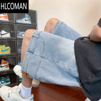 HLCOMAN牛仔短裤男夏季新款休闲五分裤男美式复古七分裤青少年宽松直筒裤