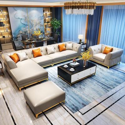 森美人后现代轻奢意式简约头层牛皮艺乳胶沙发转角组合客厅港式家具