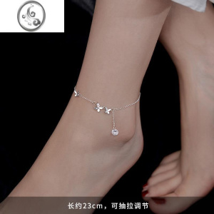 JiMi银银蝴蝶脚链女原创小众设计感高级轻奢足链脚环2023年新款礼物 蝴蝶脚链女