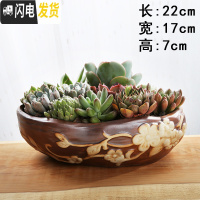 三维工匠多肉花盆陶瓷拼盘粗陶创意简约肉肉植物透气大号口径盆器 柠檬黄SY-401小 有孔花盆容器