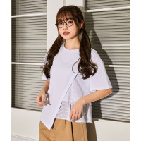[2.5折价61元]唐狮夏季女圆领下摆拼接净色短袖T恤设计感简约百搭高级感潮