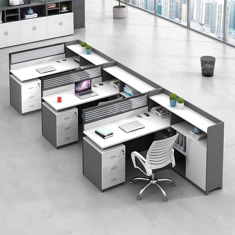 易企采 F型三人位含椅 员工位职员办公桌组合屏风卡座财务办公桌