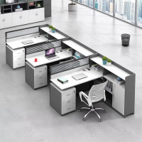 易企采 F型三人位含椅 员工位职员办公桌组合屏风卡座财务办公桌