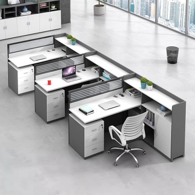 易企采 F型三人位含椅 员工位职员办公桌组合屏风卡座财务办公桌