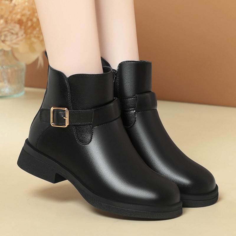 年新款女短筒外穿低帮棉鞋