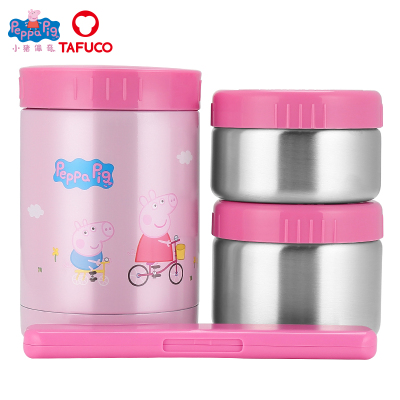 日本泰福高（TAFUCO）小猪佩奇316不锈钢儿童多层保温饭盒焖烧杯保温桶便携多层餐