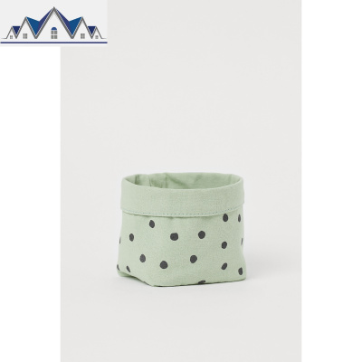HM 家居用品星星帆布长方形收纳篮波点棉质小储物篮 0591842 三维工匠