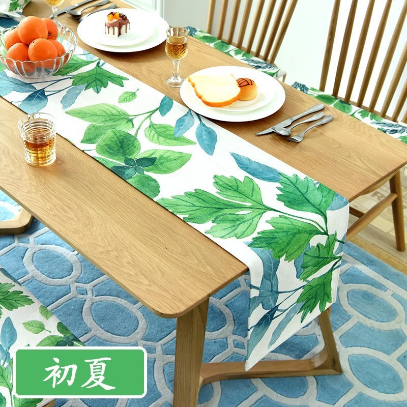 家柏饰(CORATED)现代简约风桌旗北欧棉麻小清新床尾巾电视柜鞋柜布茶几布艺 初夏 30*100cm