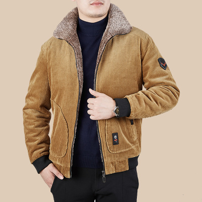 NEWLAKE宝萨罗棉衣男秋冬加绒加厚休闲潮2019新款中老年灯芯绒外套棉袄男棉衣