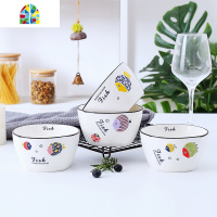 可爱好看的骨瓷盘子碗碟套装家用创意日式早餐吃饭碗餐具组合 FENGHOU 4碗4勺