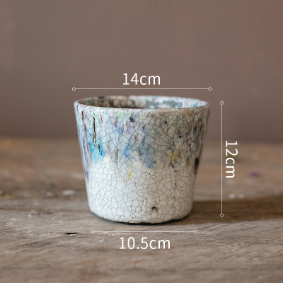 家柏饰(CORATED)彩色玻璃釉渐变色花盆 美式乡村复古多肉植物粗陶红陶透气 花盆(F款)(底部有孔) 中