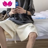 七斓黑色休闲短裤男士夏季美式潮牌裤衩宽松外穿运动中裤潮流五分裤子