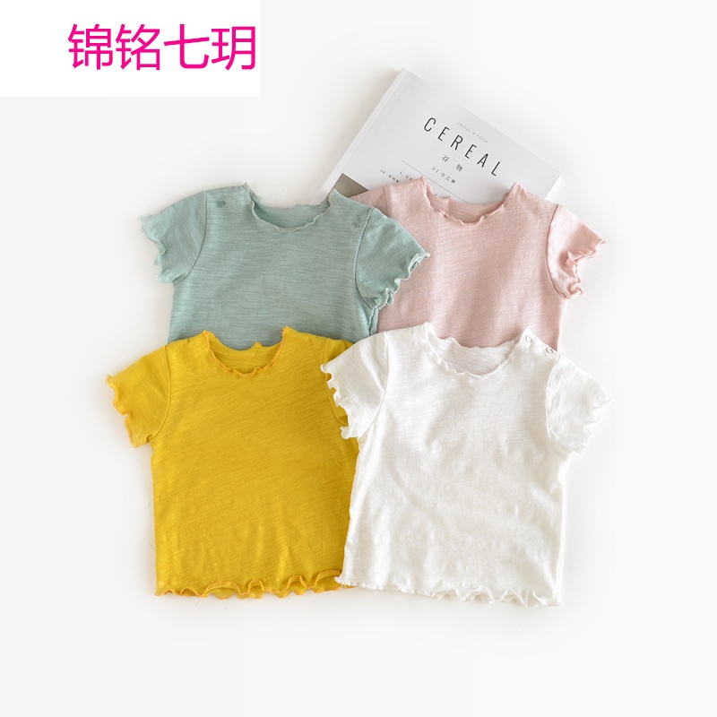 锦铭七玥2017女宝宝短袖T恤 女童夏装上衣婴儿衣服夏季纯棉小童百搭打底衫