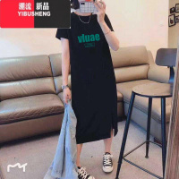 YIBUSHENG大码短袖连衣裙遮肚洋气减龄裙子女韩版显瘦百搭长裙显瘦显高气质