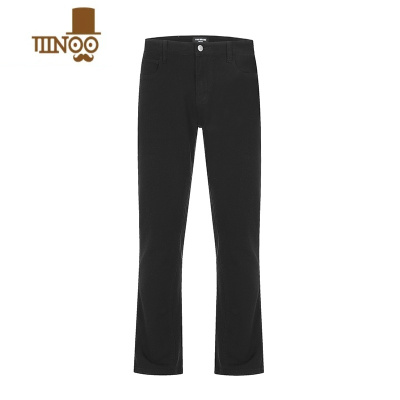 YANXU高街vibe裤子设计感黑色直筒纽扣牛仔裤男修身微喇叭cleanfit长裤